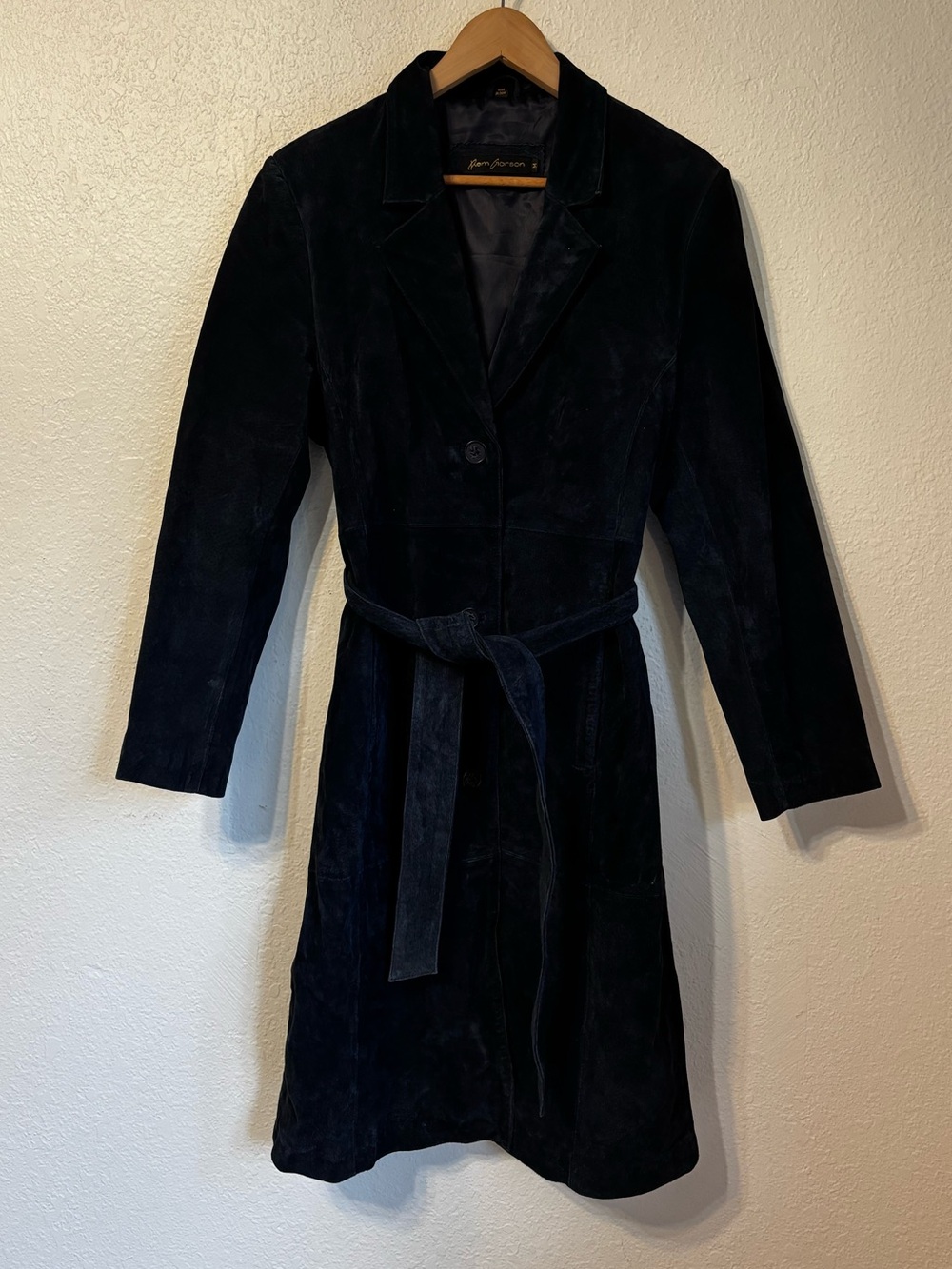 Vintage Rem Garson Suede Belted Trench Coat Medium